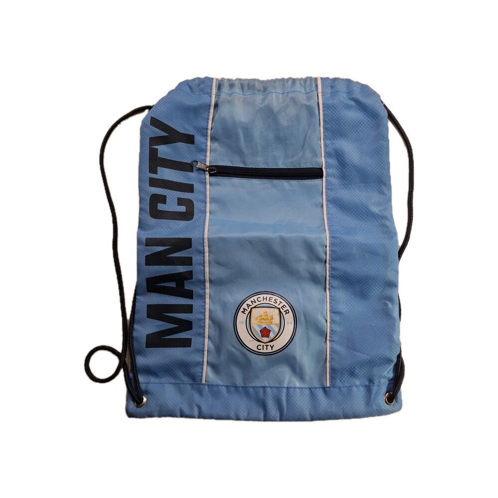 Manchester City Cinch Blue Backpack Mochila Book Bag Gym Drawstring Sack Soccer